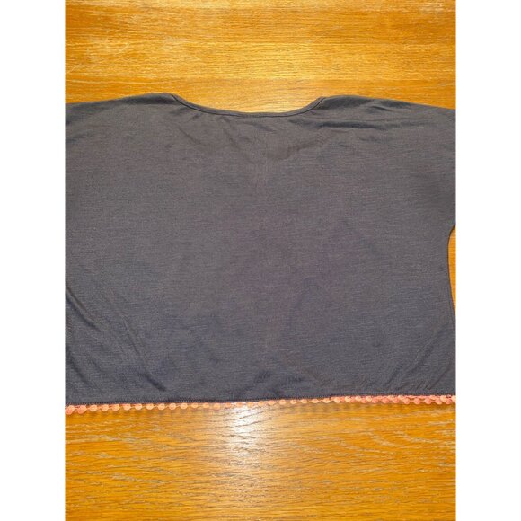 Mossimo Womens Embroidered Cropped Top Navy & Pink M - Picture 4 of 4